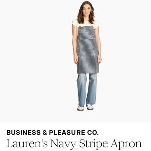 Business & Pleasure Co. Navy and White Striped Apron with 3 Pockets
